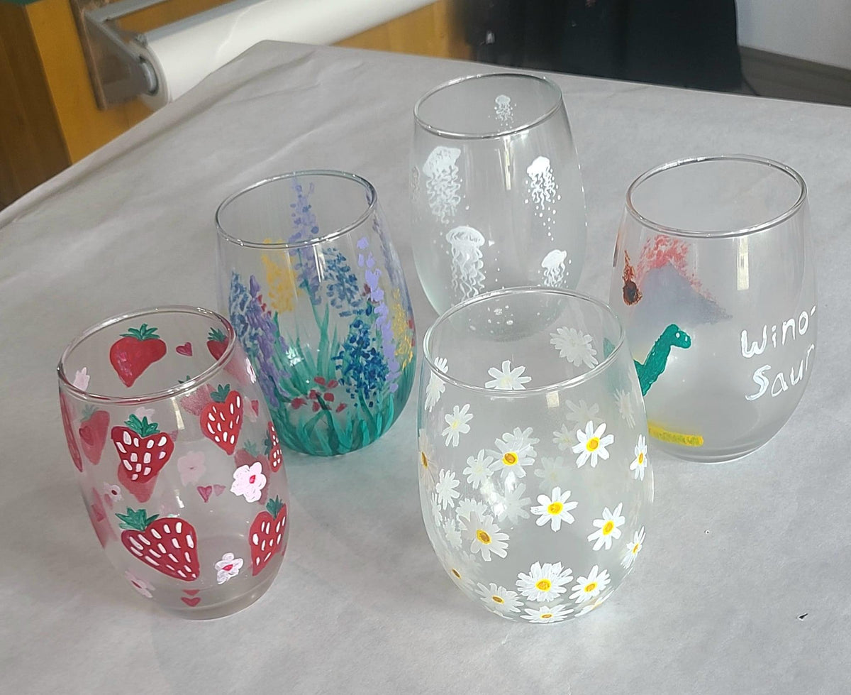Wine Glass Painting - Brush Tips Art Studio