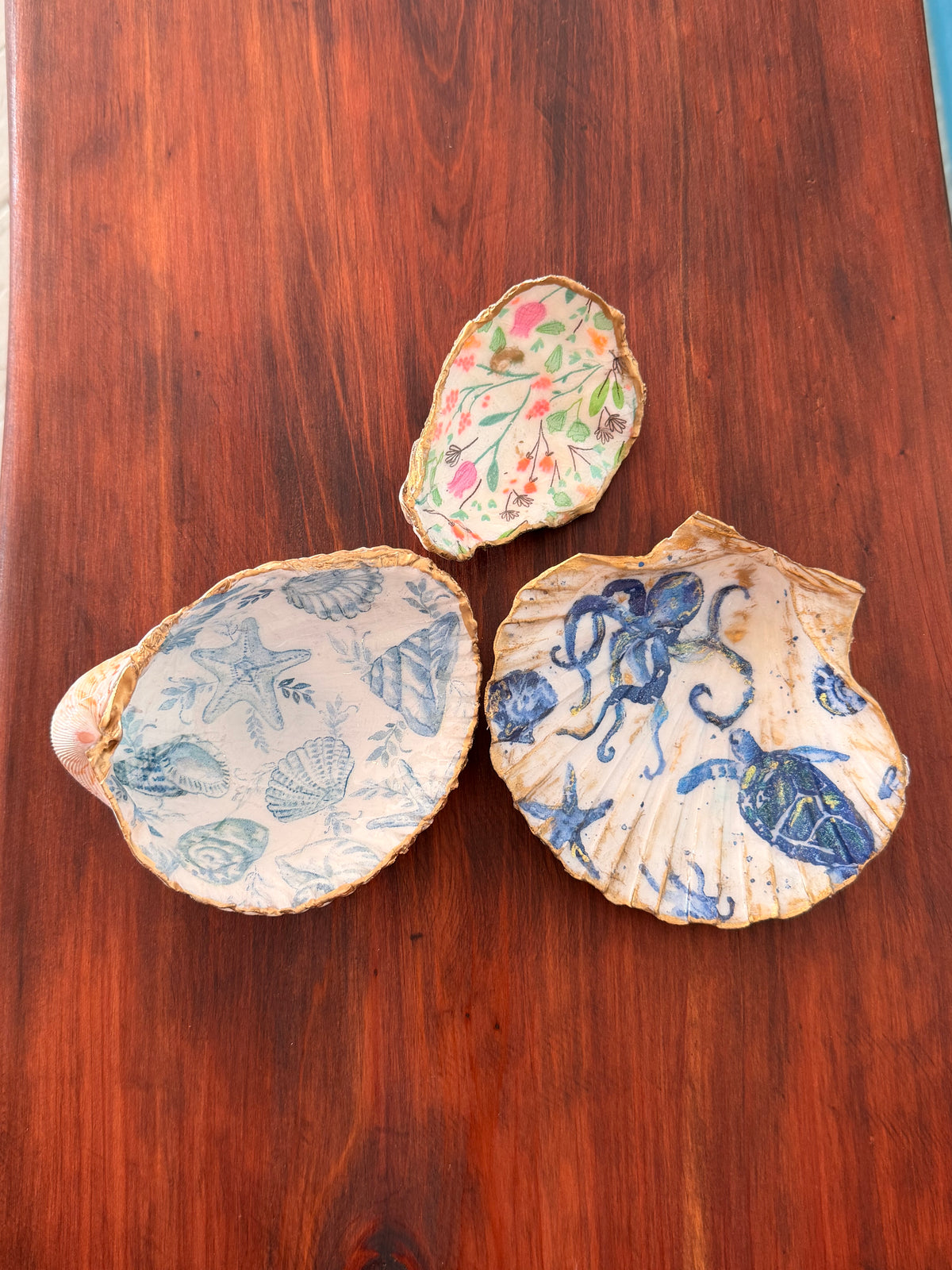 Decoupage Shell Trinket Trays