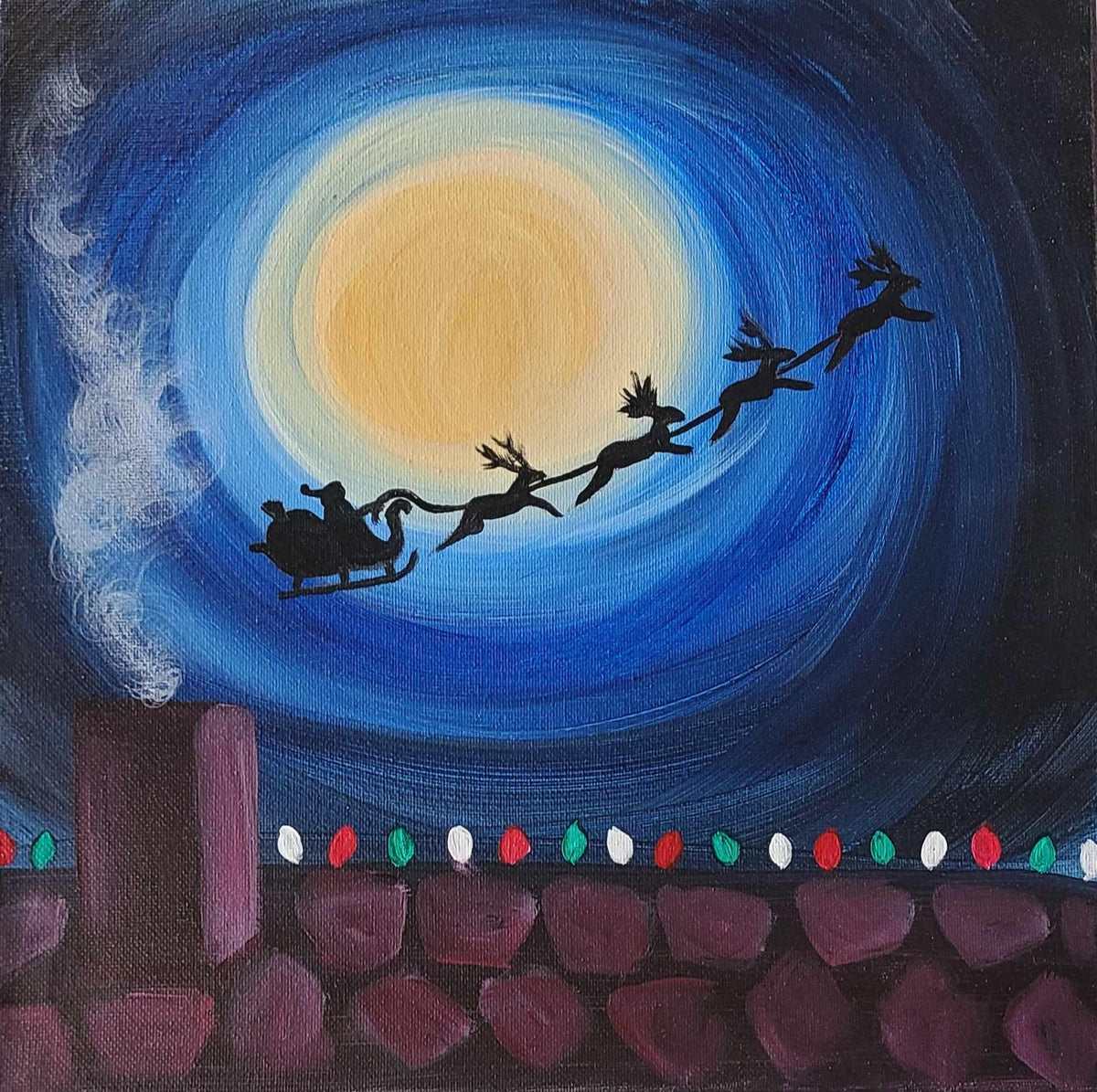 Santa in his Sleigh - Brush Tips Art Studio