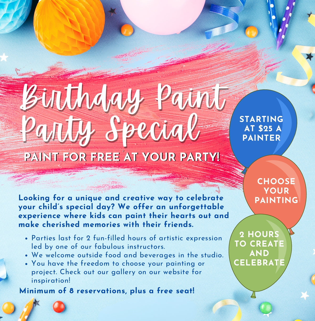 Private Art Party $100 deposit